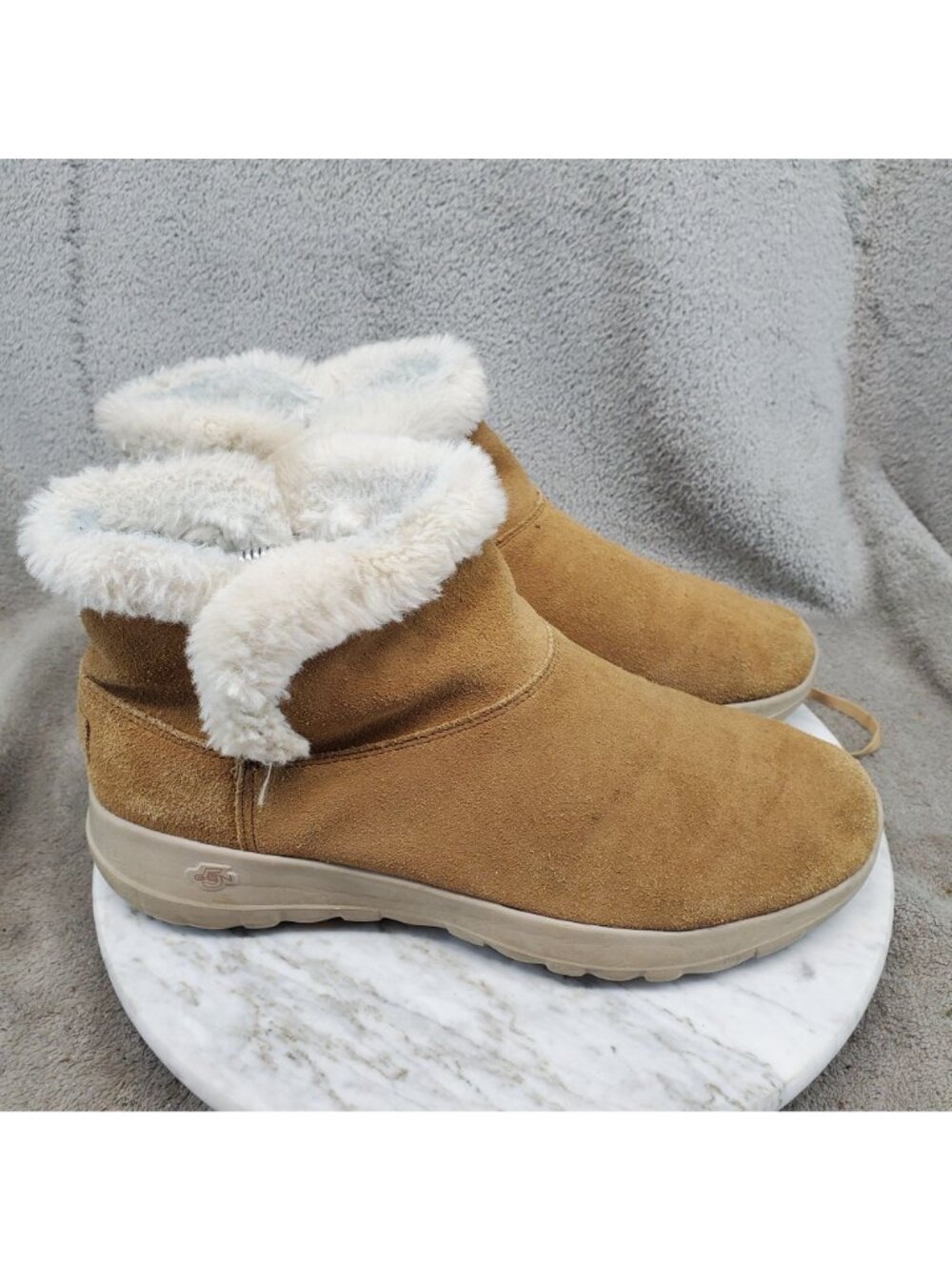 Skechers Shoes Womens Size 9 On The Go Joy Bundle Up Brown Suede Boots *Read* - Picture 4 of 10